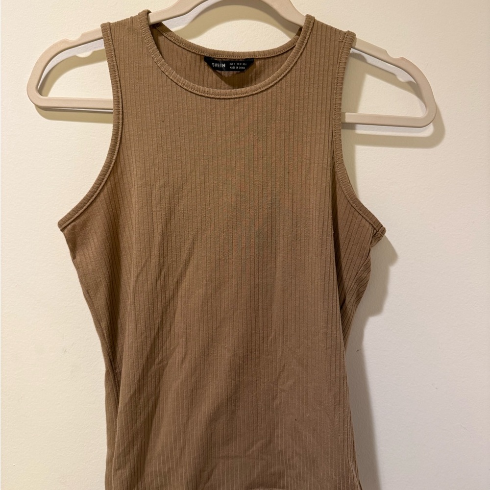 SHEIN Tan Ribbed Tank Top